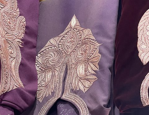 Plum embroidered suit